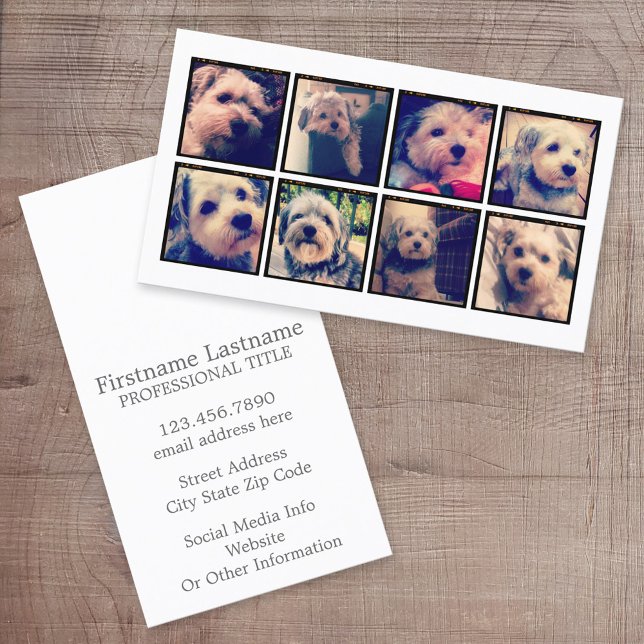 Custom Photo Collage with Square Photos Business Card (Custom Printed Online Business Card)