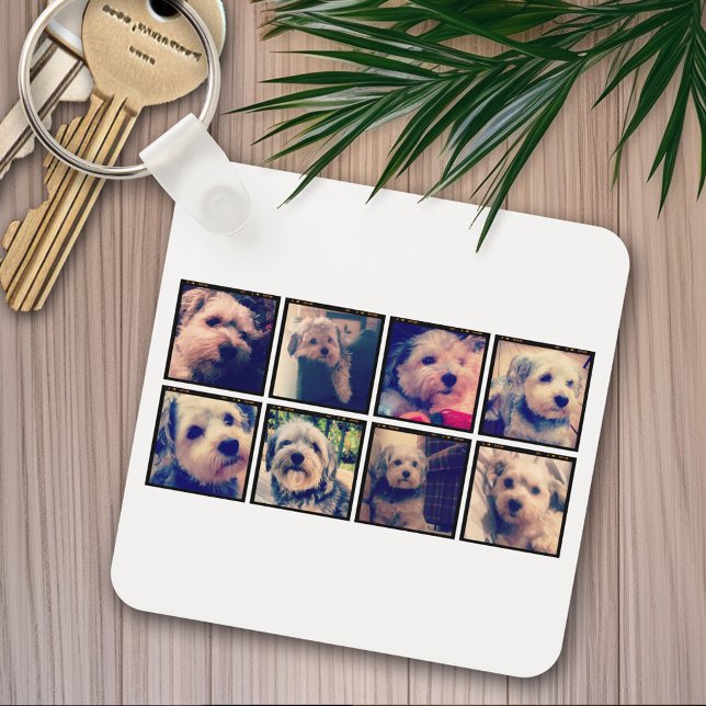 Custom Photo Collage with Square Photos Keychain (Personalized keychain - Photo Collage)