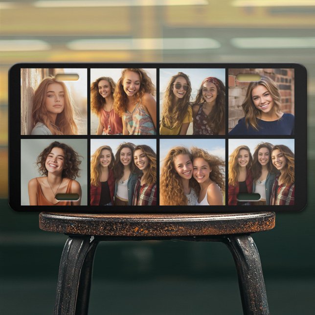 Custom Photo Collage with Square Photos License Plate (Custom License Plate with Photo Collage)