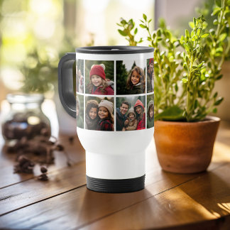 Custom Photo Collage with Square Photos Travel Mug
