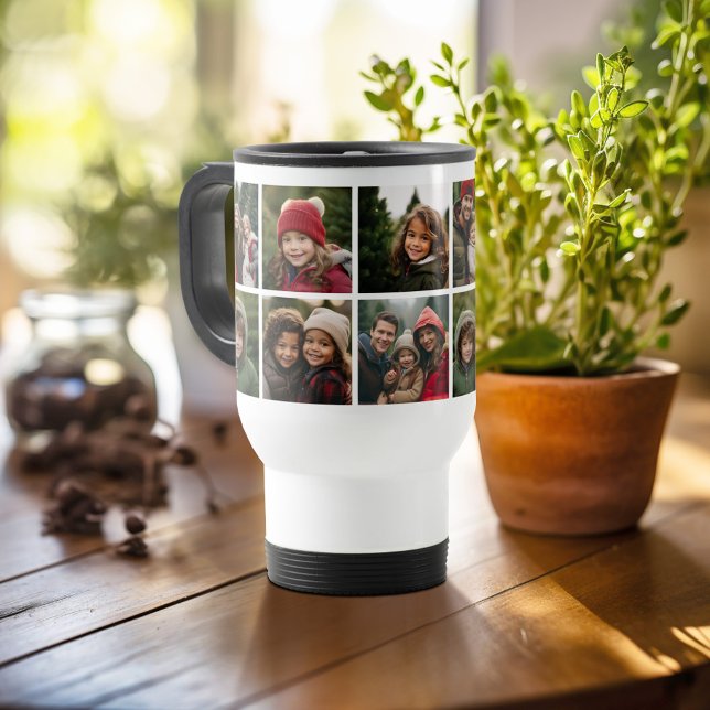 Custom Photo Collage with Square Photos Travel Mug (Personalized travel mug)