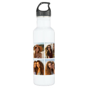 Custom Photo Collage with Square Photos Water Bottle