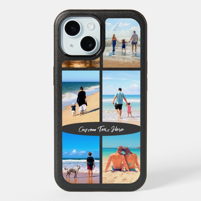 Custom Photo Collage with Text iPhone Case (Back)