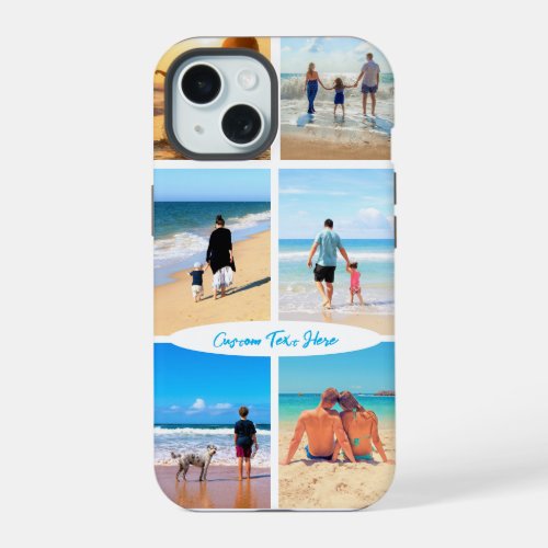 Custom Photo Collage with Your Photos and Text iPhone 15 Case