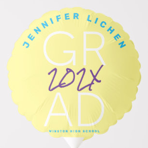 CUSTOM PHOTO COLOR TEXT SIZE HIGH SCHOOL GRAD BALLOON