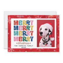 Custom Photo Colorful Christmas Flat Holiday Card