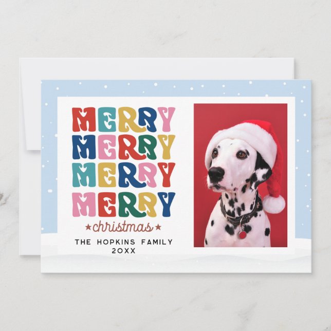 Custom Photo Colorful Christmas Flat Holiday Card (Front)