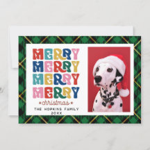 Custom Photo Colorful Christmas Flat Holiday Card