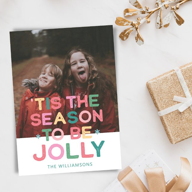 Custom Photo Colorful Christmas Song Quote Holiday Card (Creator Uploaded)