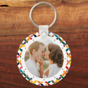 Custom Photo Colorful Geometric Keychain Gift