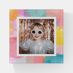 Custom Photo Colorful Keepsake Gift for Her Desk Paperweight