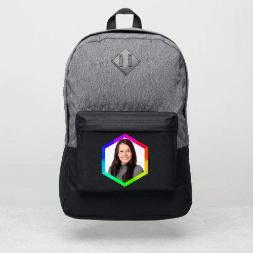 Custom Photo Colorful Rainbow Hexagon Port Authority Backpack