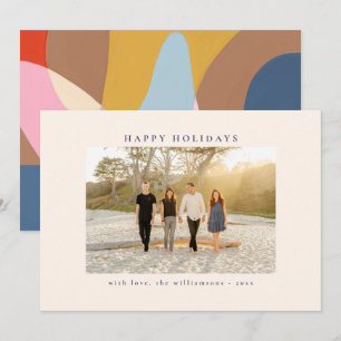 Custom Photo Colorful Unique Abstract Happy Holiday Card