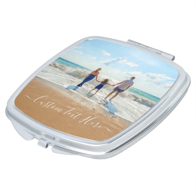 Custom Photo Compact Mirror Your Photos and Text (Turned)