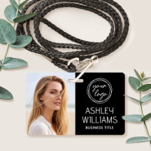 Custom Photo Company Logo Name Employee Black ID