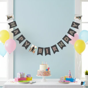 Custom Photo Confetti "Happy Birthday" Bunting Flags