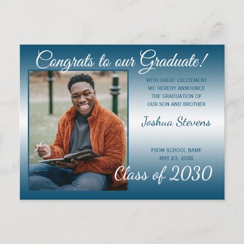 Custom Photo Congratulations Graduate Announcement Postcard