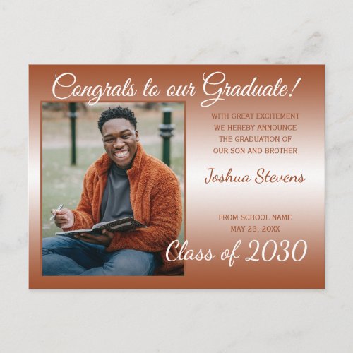 Custom Photo Congratulations Graduate Announcement Postcard