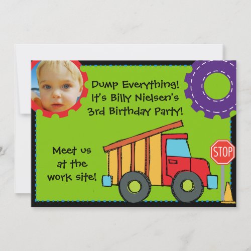 Custom Photo Construction Birthday 5x7" Invitation
