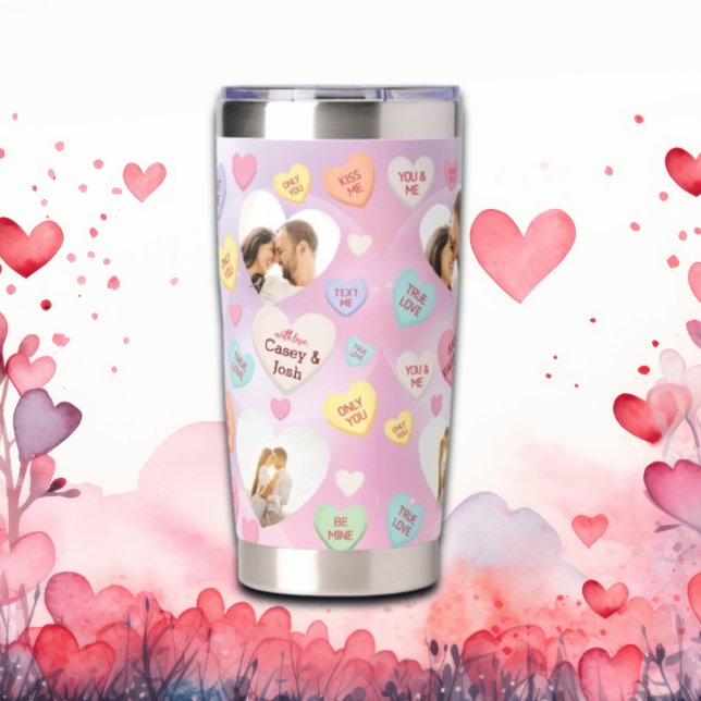 Custom Photo Conversation Candy Hearts   Insulated Tumbler (Creator Uploaded)