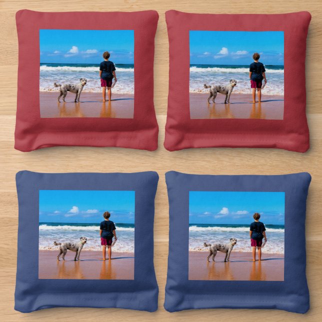 Custom Photo Cornhole Bags Your Photos with Pets (Wood)