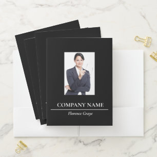 Custom photo corporate black pocket folder