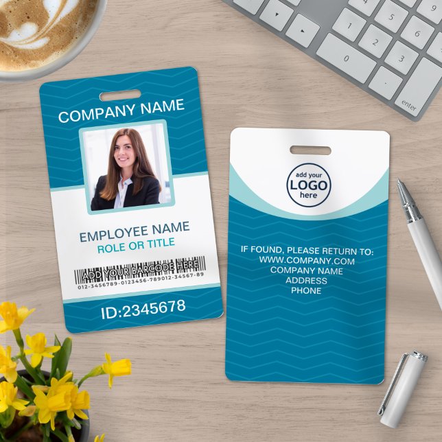Custom Photo Corporate Employee Barcode Blue Badge (Creator Uploaded)