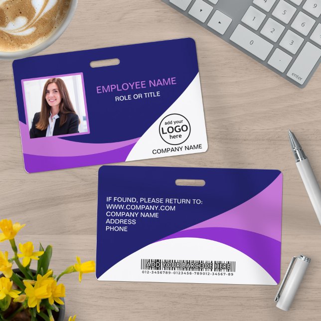 Custom Photo Corporate Employee Barcode Purple Badge (Creator Uploaded)