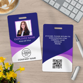 Custom Photo Corporate Employee Barcode Purple Badge