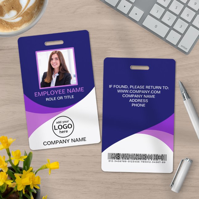 Custom Photo Corporate Employee Barcode Purple Badge (Creator Uploaded)