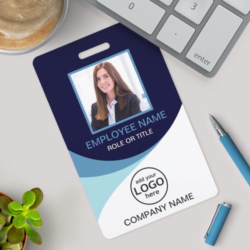 Custom Photo Corporate Employee Name Blue Tags    Badge