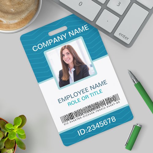 Custom Photo Corporate Employee Name Blue Tags Badge