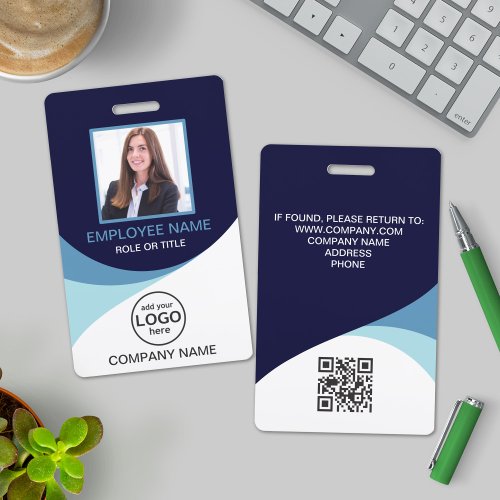 Custom Photo Corporate Employee Name Blue Tags    Badge