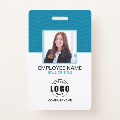 Custom photo corporate employee name tags Blue Bad Badge