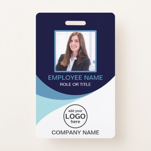 Custom photo corporate employee name tags Blue Badge