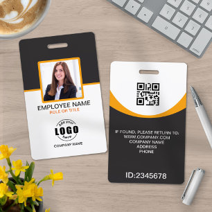 Custom Photo Corporate Employee QR Code Grey Yello Badge