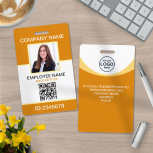 Custom Photo Corporate Employee QR Code Yellow Badge