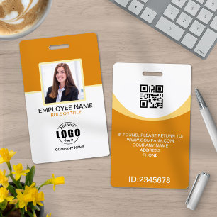 Custom Photo Corporate Employee QR Code Yellow Badge
