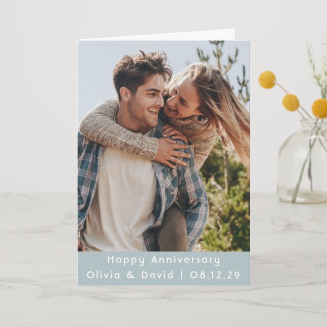 Custom Photo Couple Anniversary Folded Card (Front)