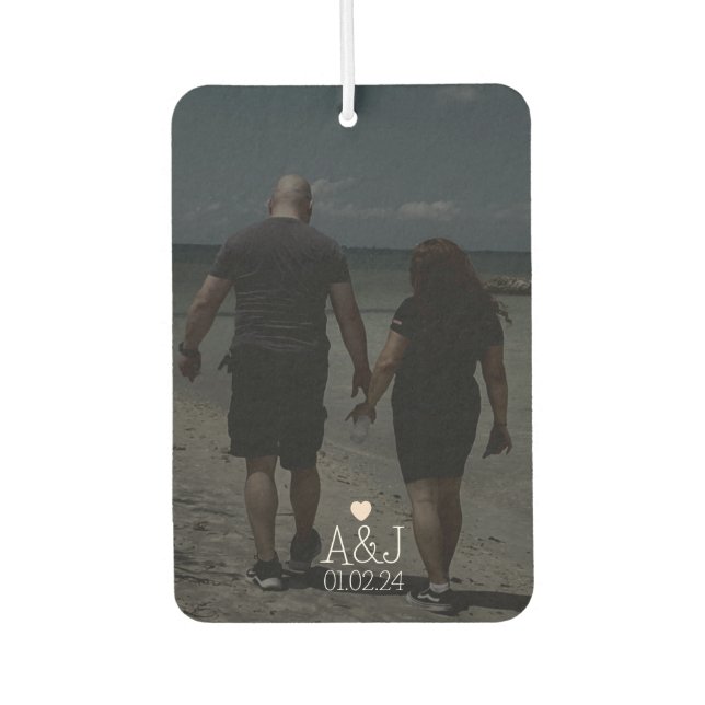 Custom Photo Couple Gift Anniversary Initial Car Air Freshener (Front)