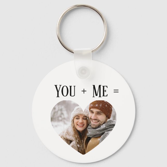 Custom Photo Couple Love Heart Keychain (Front)
