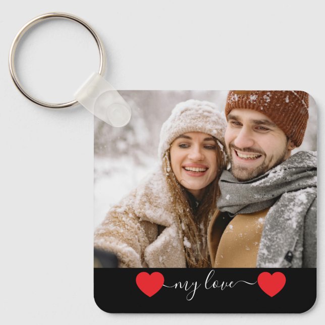 Custom Photo Couple Love Keychain (Front)