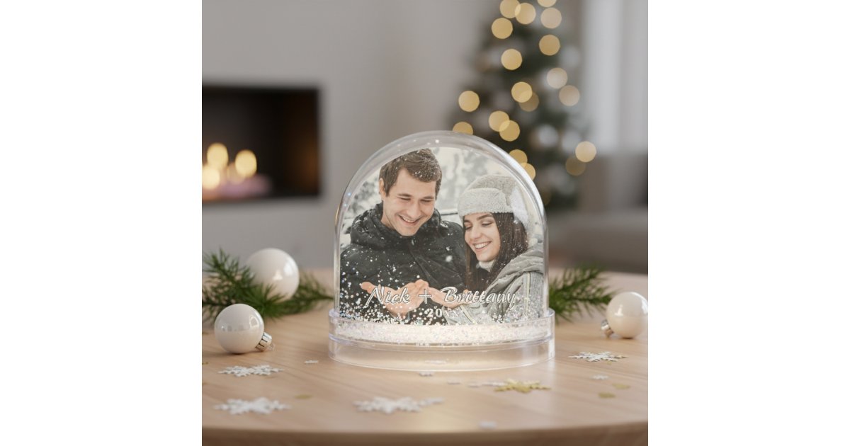 Custom Photo Couple Personalized Christmas Snow Globe | Zazzle
