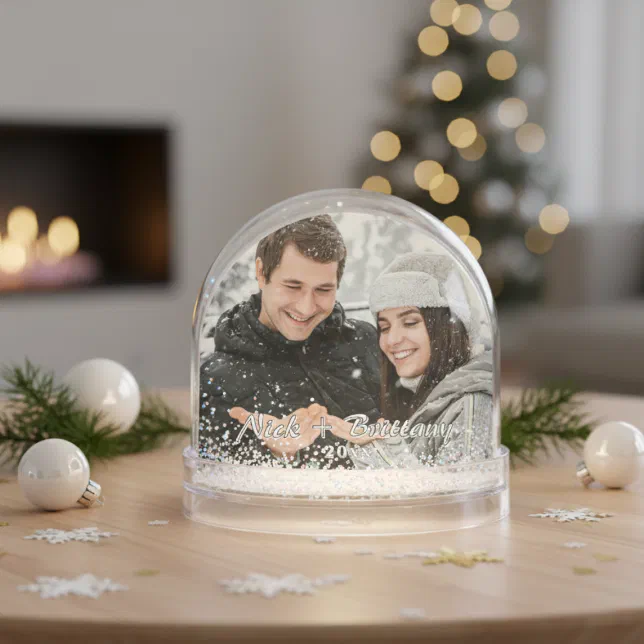 Custom Photo Couple Personalized Christmas Snow Globe | Zazzle