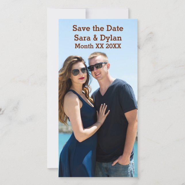 Custom Photo Couple Vertical Save The Date (Front)