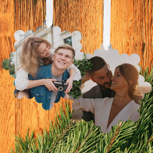 Custom Photo Couples Engagement Her Personalized Ornament Card