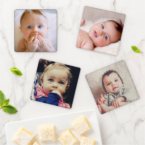 Custom Photo Create Your Own Add Picture Square Coaster Set