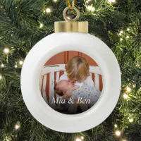 Custom Ceramic Ball Ornament, Personalized Photo Ornament