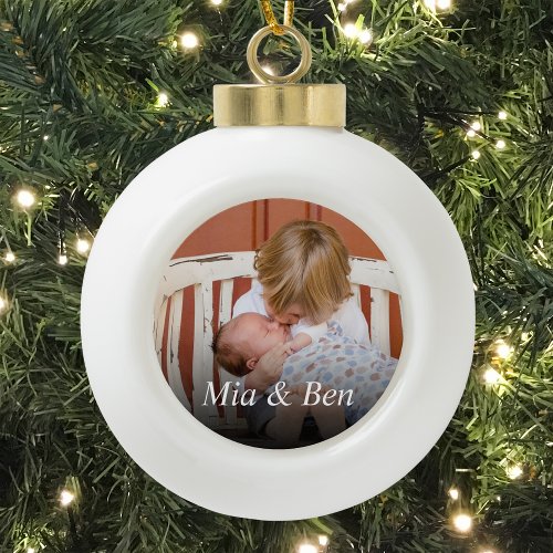 Custom Photo Create Your Own Ceramic Ball Christmas Ornament
