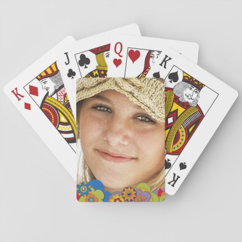 Custom Photo Create Your Own Retro 70s Flowers Playing Cards